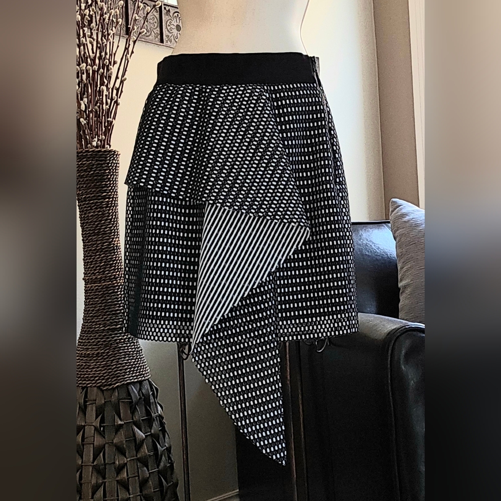 Milly Black and White Asymmetrical Skirt